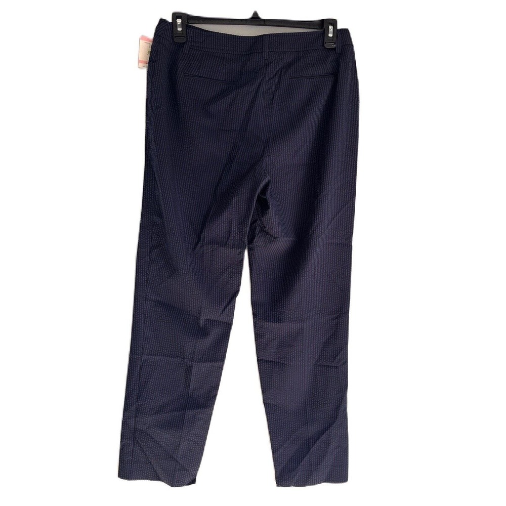 Anne Klein Women Blue Black Pin Strip Back Pocket Pants Distant Mountain SZ 10